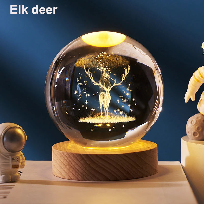 3D Crystal Ball Solar System LED Nightlight