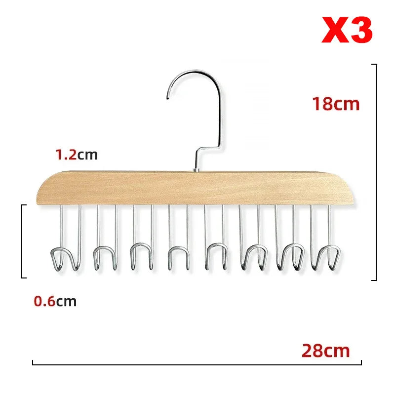 Multifunction Wooden Bra Hanger Wardrobe Organizer Rack