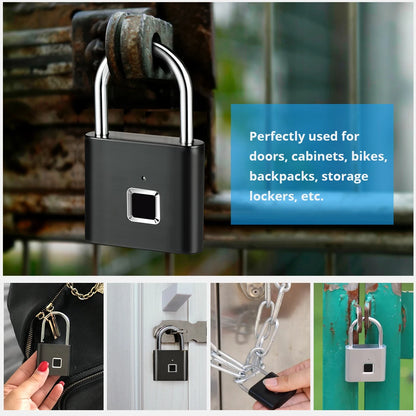 Smart Fingerprint Padlock Waterproof Keyless Rechargeable Security Lock
