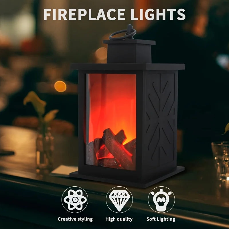 LED Flame Lantern Fireplace Ambient Decorative Lamp