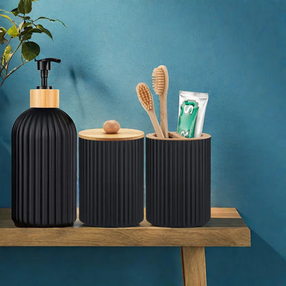 Bathroom Countertop Organizer Soap Dispenser Toothbrush Holder Storage Set Box