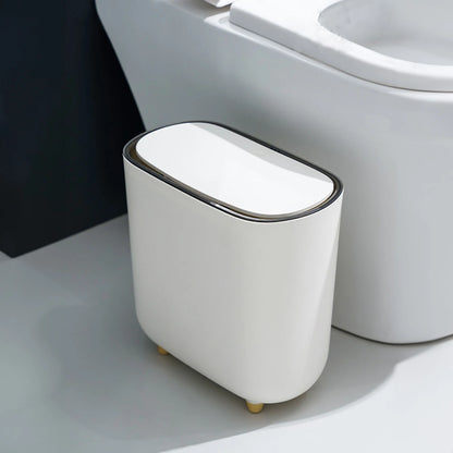 Slim Press Lid Trash Can Narrow Bathroom Gap Garbage Bin