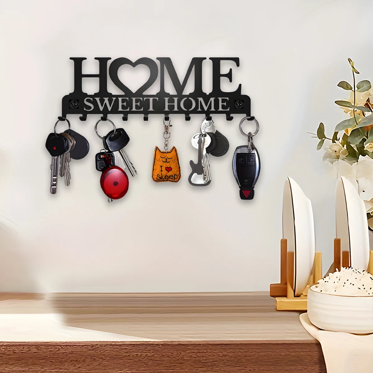 Wall Mounted Key Holder Rack 10 Hooks