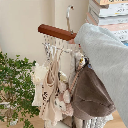 Multifunction Wooden Bra Hanger Wardrobe Organizer Rack