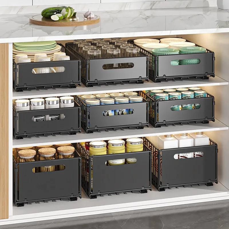 Pull-Out Kitchen Storage Rack Cabinet Organizer Basket