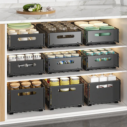 Pull-Out Kitchen Storage Rack Cabinet Organizer Basket