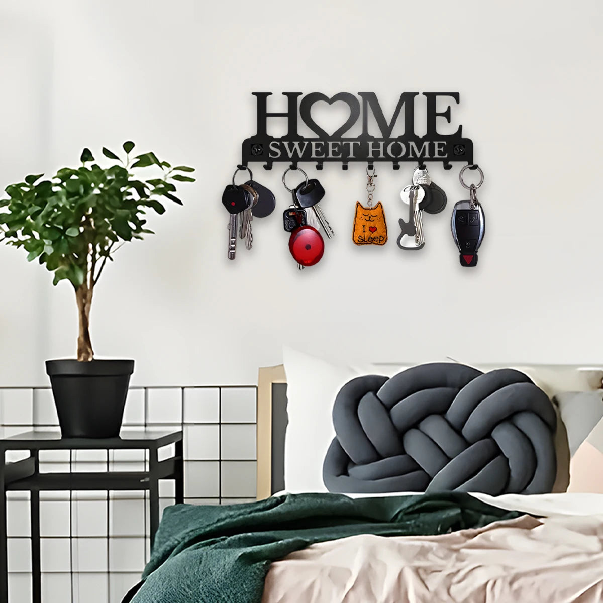Wall Mounted Key Holder Rack 10 Hooks