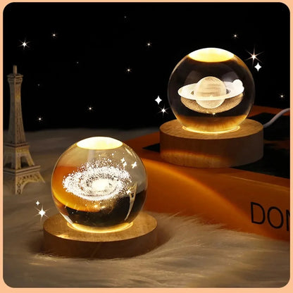 3D Crystal Ball Solar System LED Nightlight