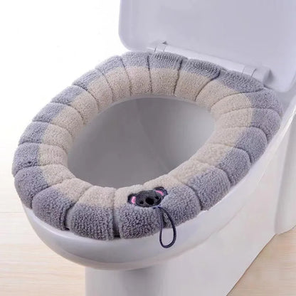 Portable Knitted Toilet Seat Cover Thick Warm Washable Universal Fit