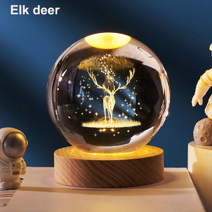 3D Crystal Ball Solar System LED Nightlight