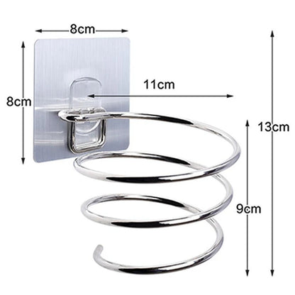 Wall Mounted Hair Dryer Holder Stainless Steel No Drill Organizer