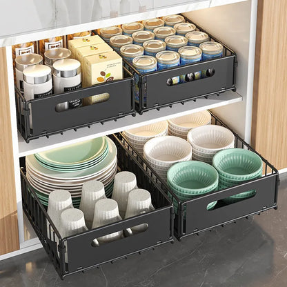 Pull-Out Kitchen Storage Rack Cabinet Organizer Basket
