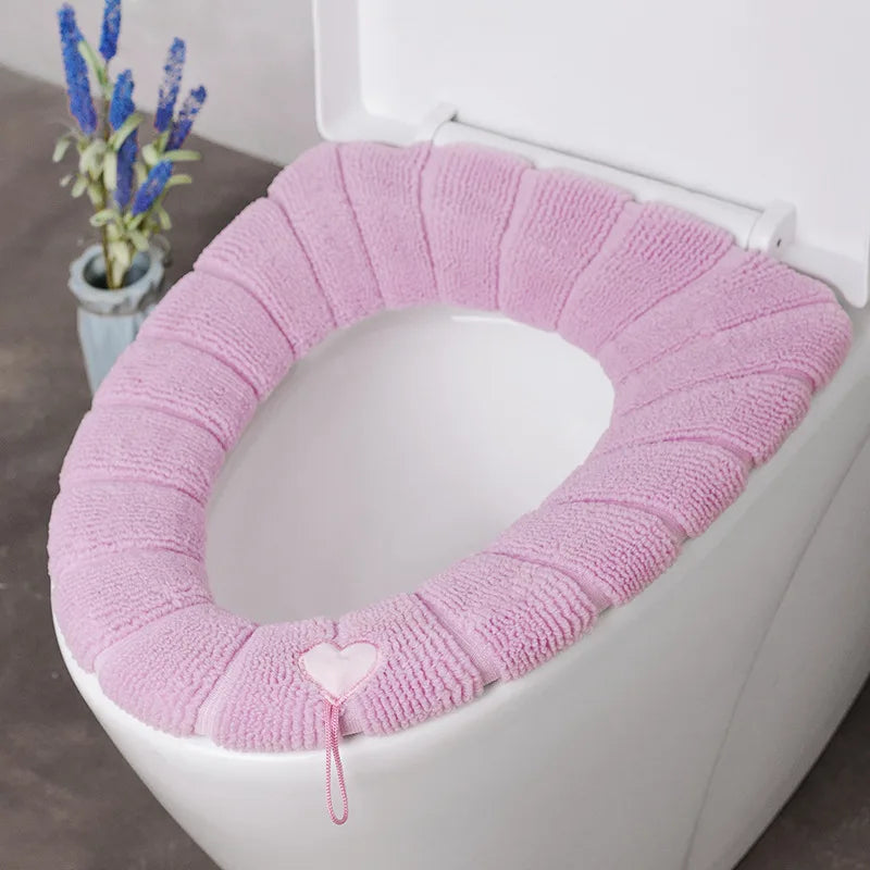 Portable Knitted Toilet Seat Cover Thick Warm Washable Universal Fit