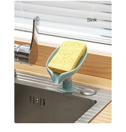 Leaf Shape Soap Holder with Suction Cup Drain Drying Rack