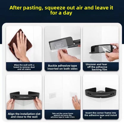 No Drill Shower Shelf Strong Adhesive Bathroom Organizer Rack Waterproof