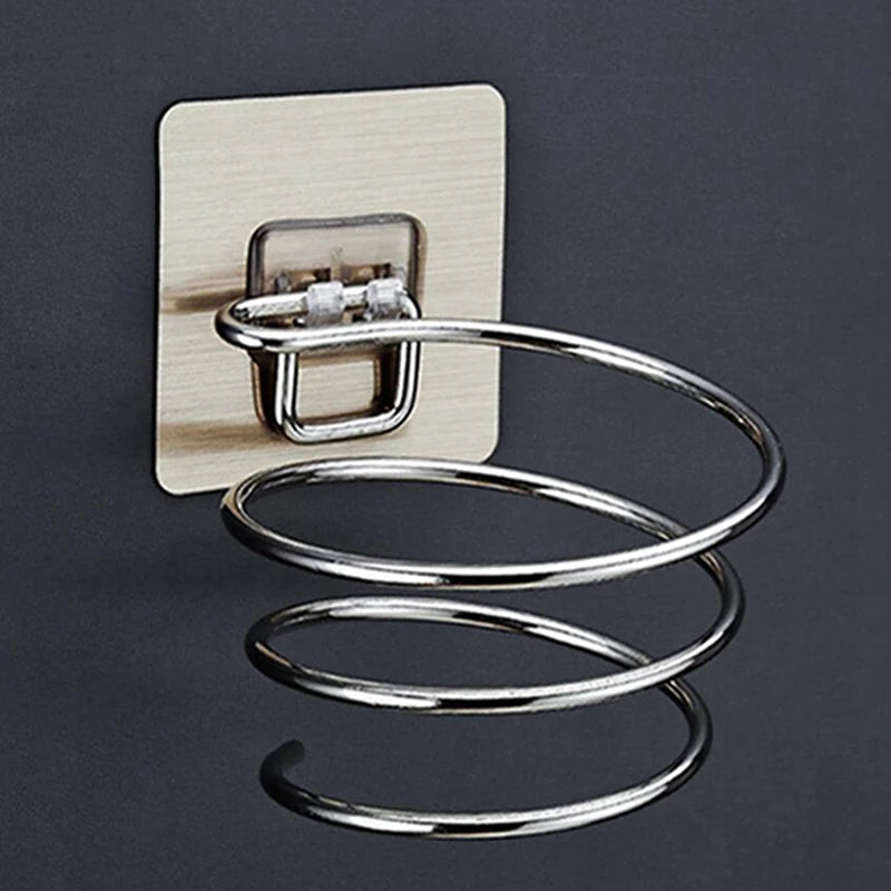 Wall Mounted Hair Dryer Holder Stainless Steel No Drill Organizer