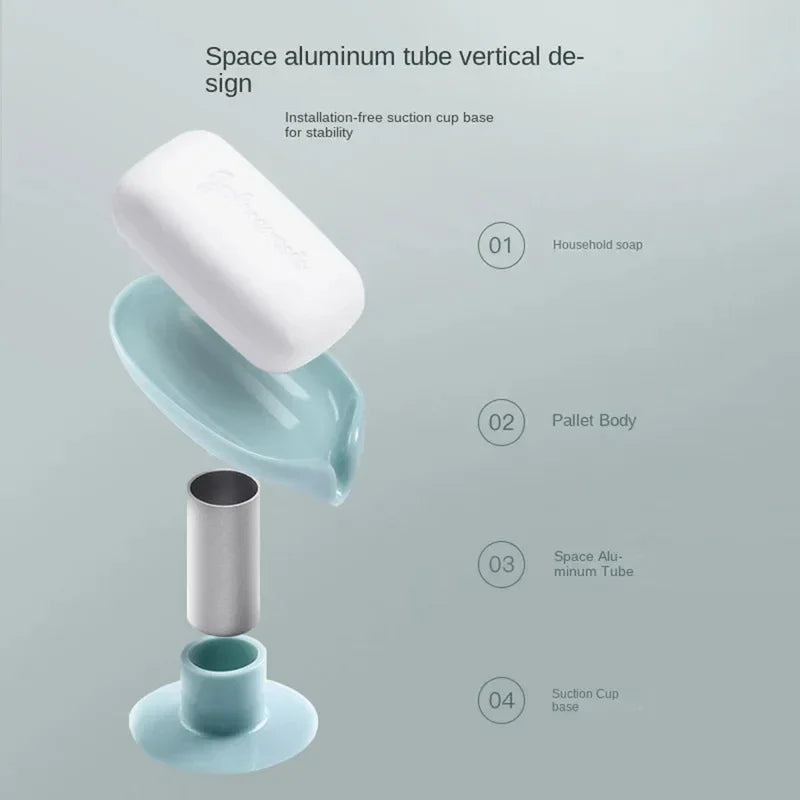 Leaf Shape Soap Holder with Suction Cup Drain Drying Rack