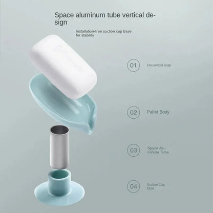 Leaf Shape Soap Holder with Suction Cup Drain Drying Rack