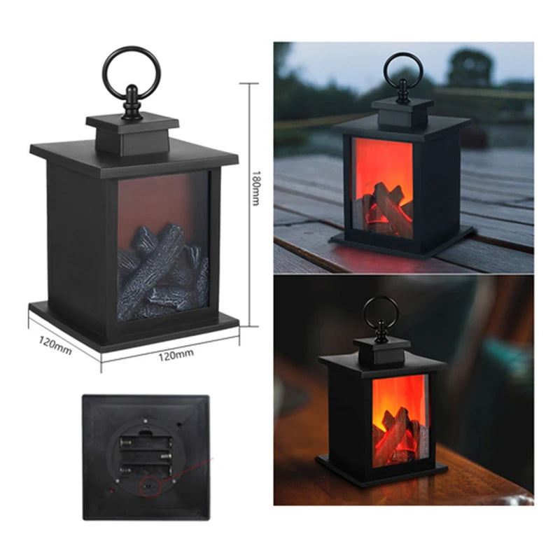 LED Flame Lantern Fireplace Ambient Decorative Lamp