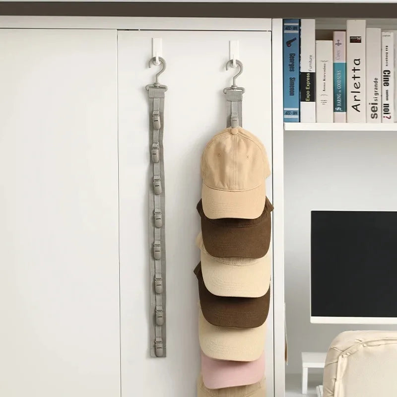 Hanging Hat Organizer Rack Clips Closet Storage