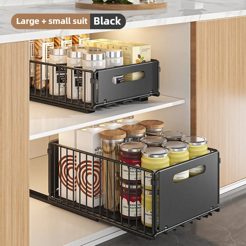 Pull-Out Kitchen Storage Rack Cabinet Organizer Basket