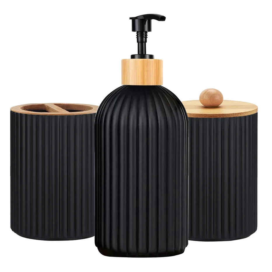 Bathroom Countertop Organizer Soap Dispenser Toothbrush Holder Storage Set Box