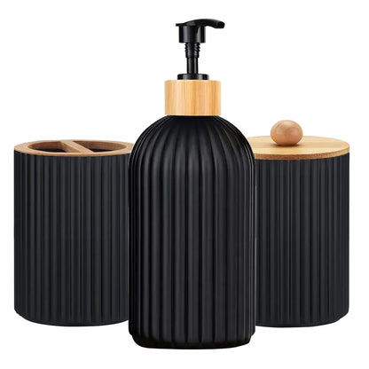 Bathroom Countertop Organizer Soap Dispenser Toothbrush Holder Storage Set Box