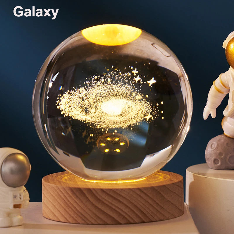 3D Crystal Ball Solar System LED Nightlight