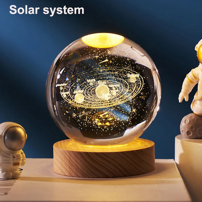 3D Crystal Ball Solar System LED Nightlight