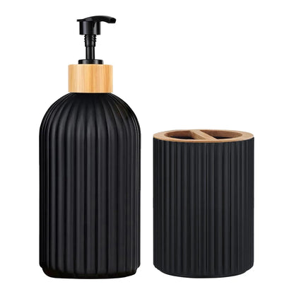 Bathroom Countertop Organizer Soap Dispenser Toothbrush Holder Storage Set Box