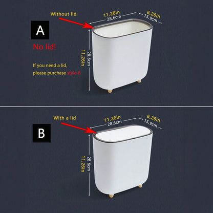 Slim Press Lid Trash Can Narrow Bathroom Gap Garbage Bin