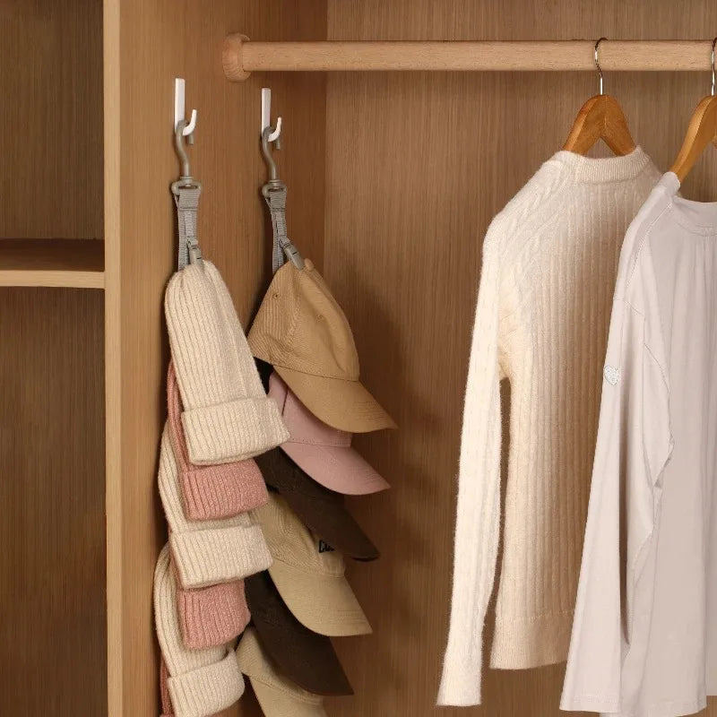 Hanging Hat Organizer Rack Clips Closet Storage