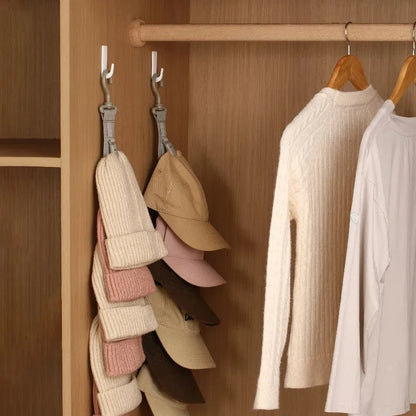 Hanging Hat Organizer Rack Clips Closet Storage