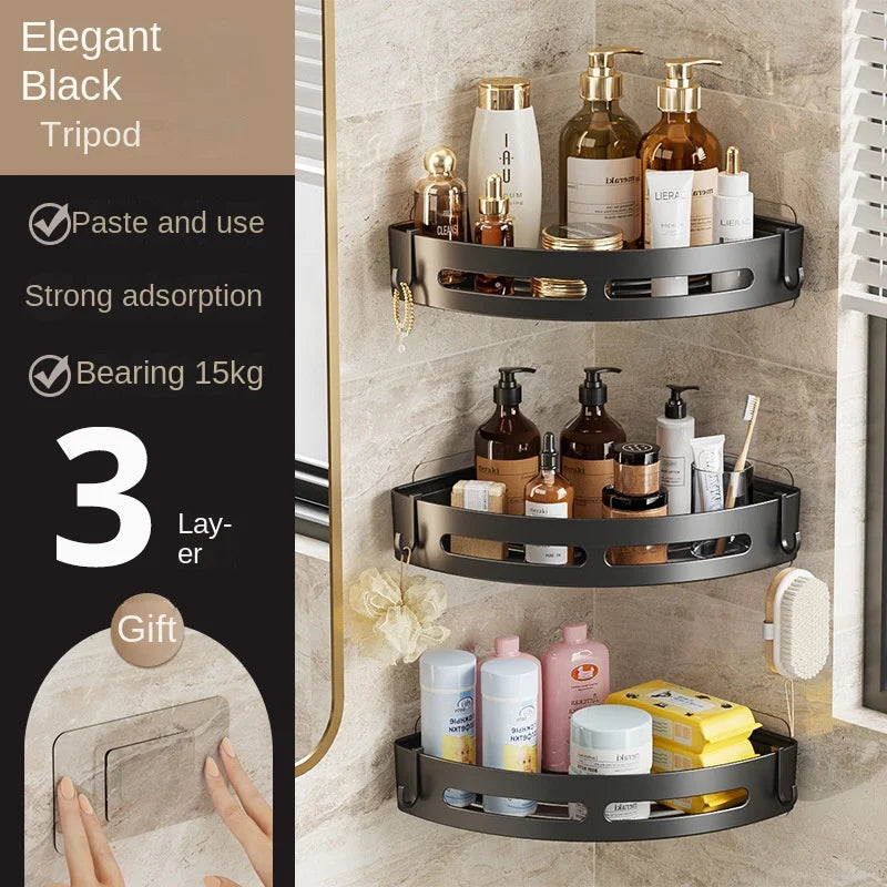 No Drill Shower Shelf Strong Adhesive Bathroom Organizer Rack Waterproof