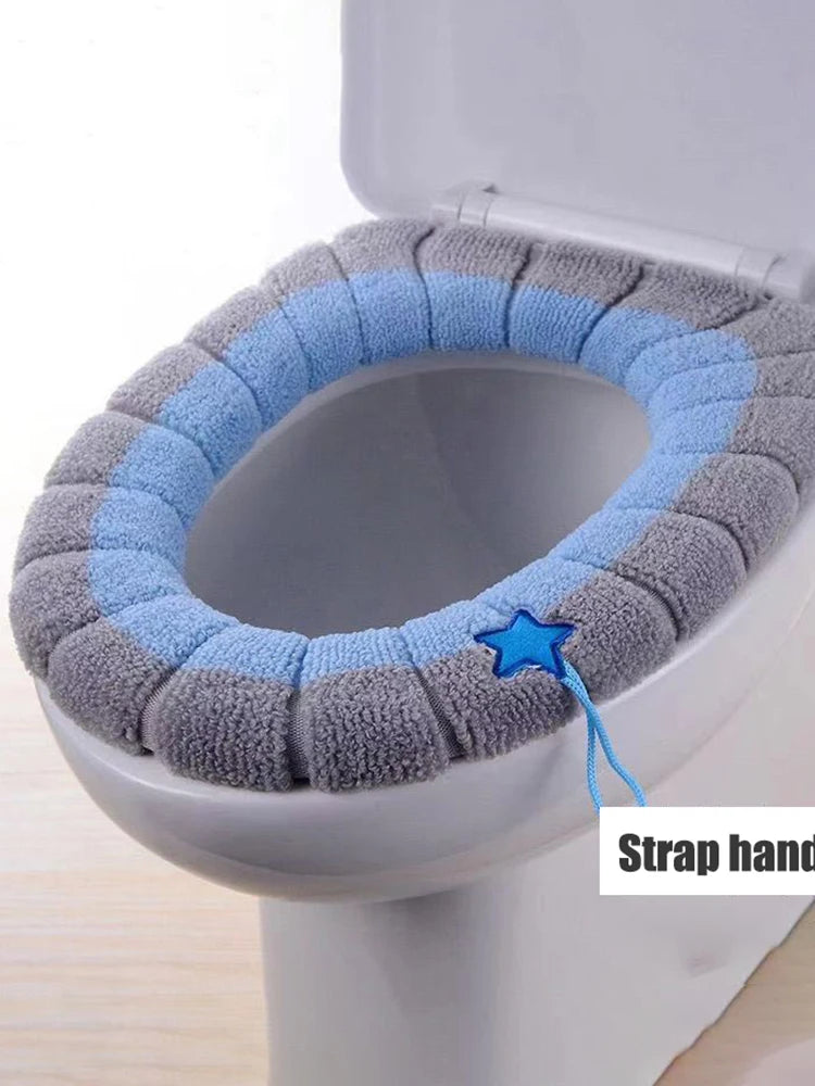 Portable Knitted Toilet Seat Cover Thick Warm Washable Universal Fit