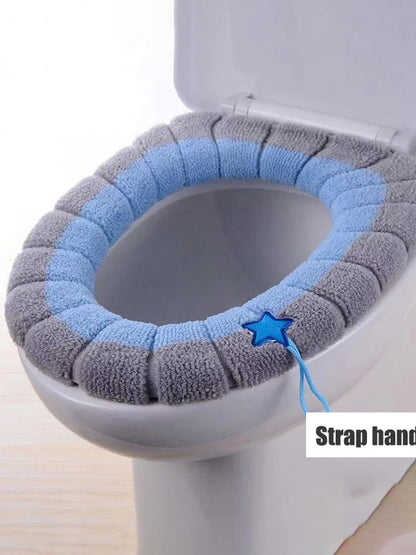 Portable Knitted Toilet Seat Cover Thick Warm Washable Universal Fit