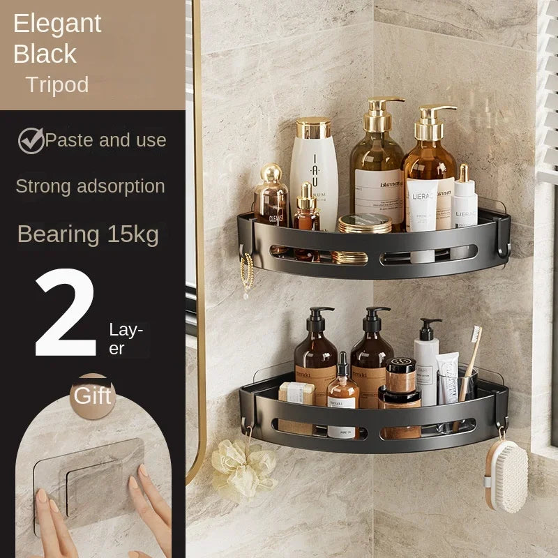 No Drill Shower Shelf Strong Adhesive Bathroom Organizer Rack Waterproof
