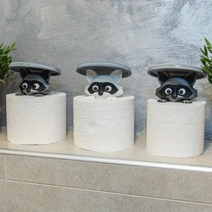 Cute 3D Raccoon Toilet Paper Holder