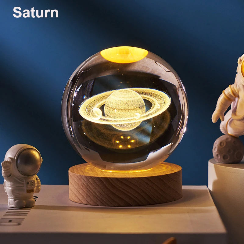 3D Crystal Ball Solar System LED Nightlight