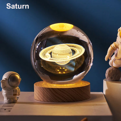 3D Crystal Ball Solar System LED Nightlight