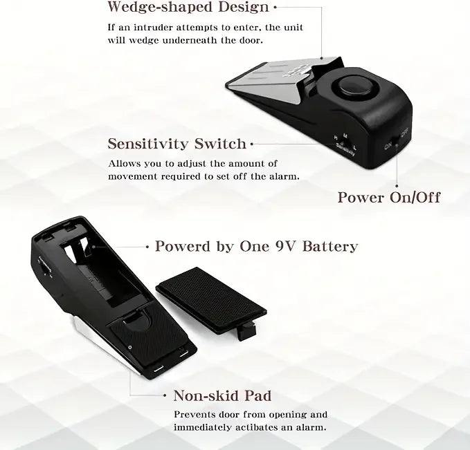 Portable Door Stop Alarm Home Security Travel Safety