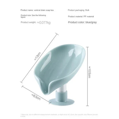 Leaf Shape Soap Holder with Suction Cup Drain Drying Rack