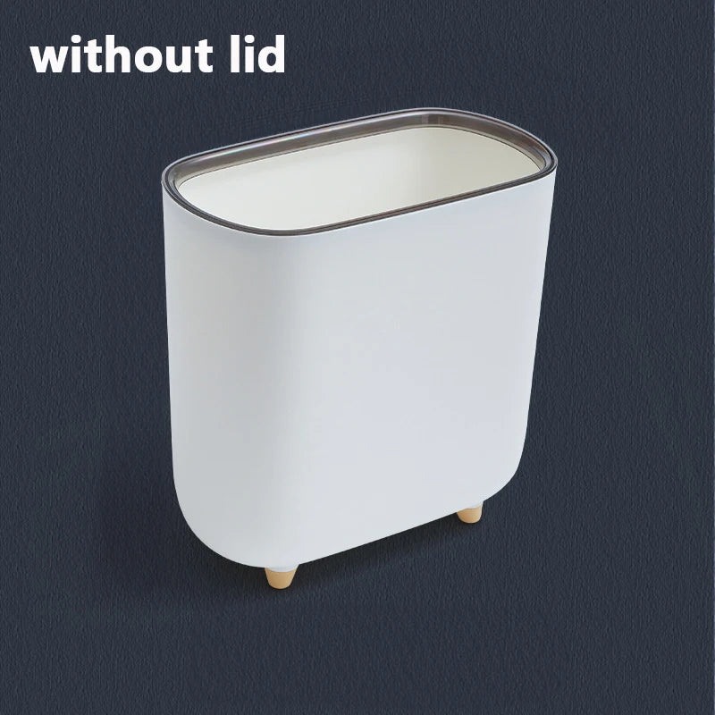 Slim Press Lid Trash Can Narrow Bathroom Gap Garbage Bin