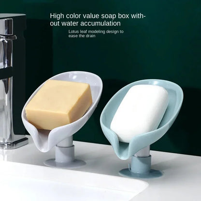 Leaf Shape Soap Holder with Suction Cup Drain Drying Rack