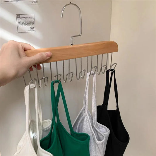 Multifunction Wooden Bra Hanger Wardrobe Organizer Rack