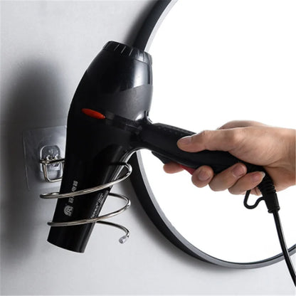 Wall Mounted Hair Dryer Holder Stainless Steel No Drill Organizer
