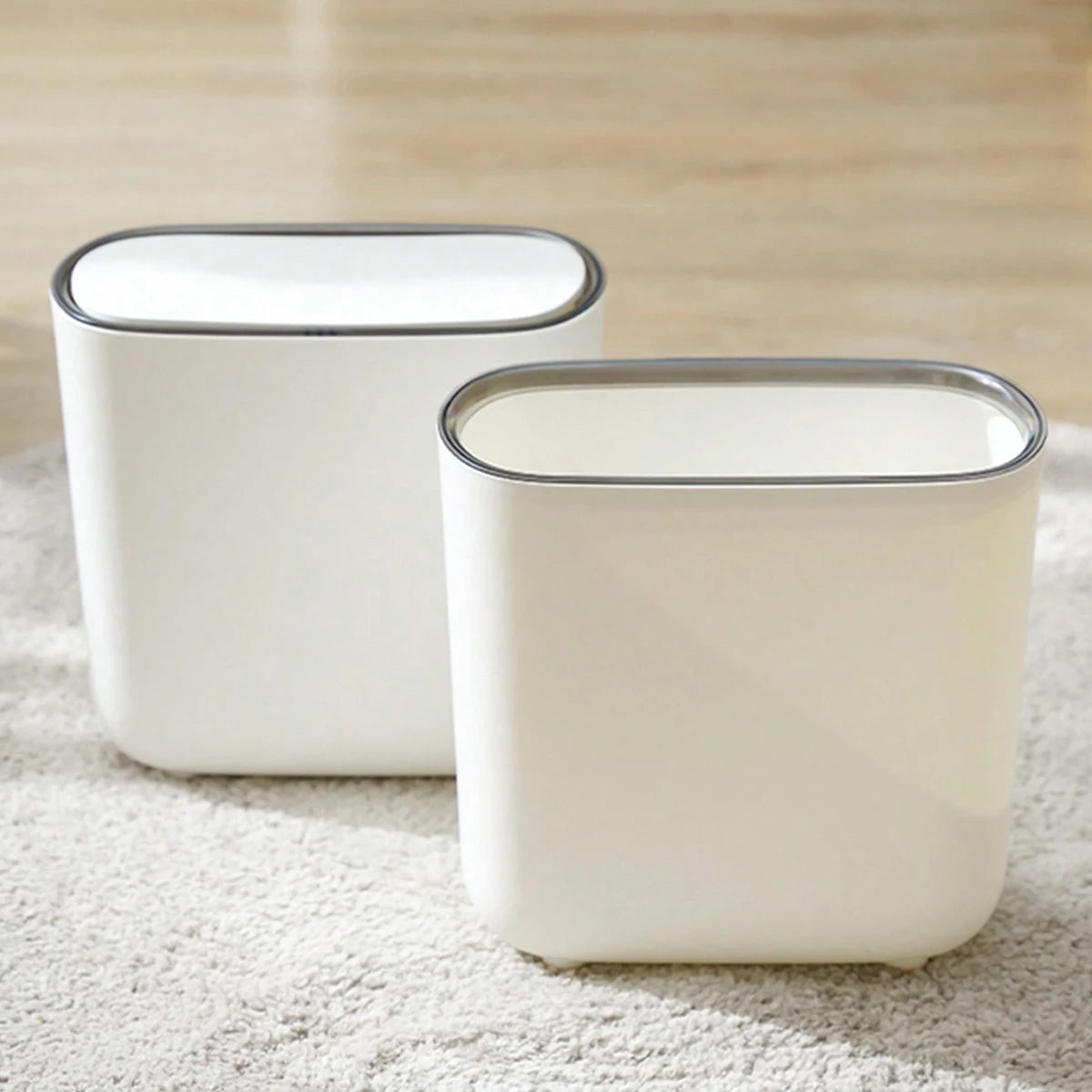 Slim Press Lid Trash Can Narrow Bathroom Gap Garbage Bin