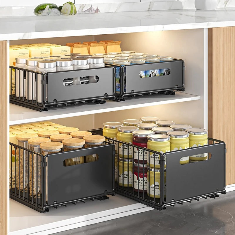 Pull-Out Kitchen Storage Rack Cabinet Organizer Basket