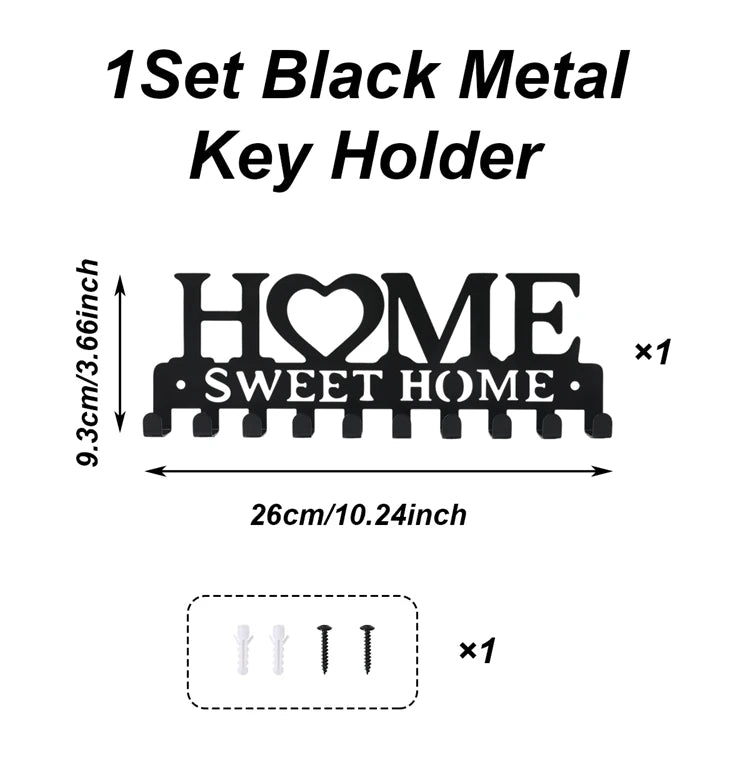 Wall Mounted Key Holder Rack 10 Hooks