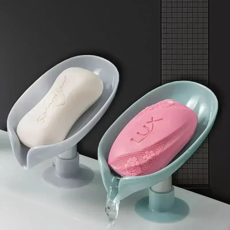 Leaf Shape Soap Holder with Suction Cup Drain Drying Rack
